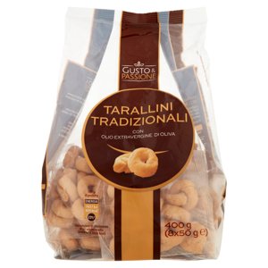 Gusto & Passione Tarallini Tradizionali Con Olio Extravergine Di Oliva 8 X 50 G