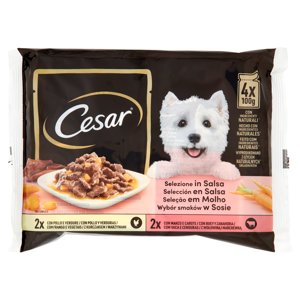 Cesar Cibo Umido Cane In Buste Selezione In Salsa 4 X 100 G