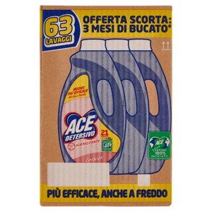 Ace Detersivo Igienizzante Colorati 3 X 21 Lavaggi 3 X 1050 Ml