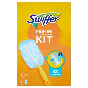 Swiffer Kit Cattura Polvere (1 Manico + 3 Piumini Per Spolverare)