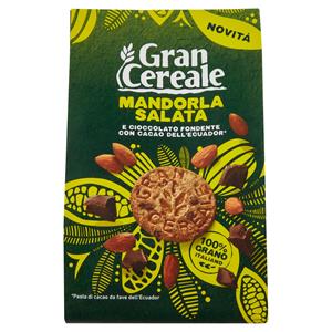 Gran Cereale Biscotti Con Mandorla Salata E Cioccolato Fondente Con Fave Dell'ecuador 280g