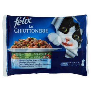 Felix Le Ghiottonerie Selezioni Con Verdure In Gelatina (salmone/zucchine & Trota/fagiolini) 4 X 85g