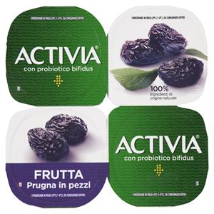 Activia Yogurt Con Probiotico Bifidus, Gusto Prugna, 4x125g