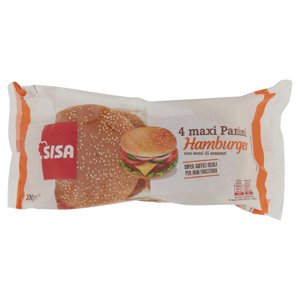 Sisa Maxi Panini Hamburger Con Semi Di Sesamo 4 Pezzi 300 G