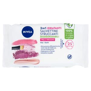 Nivea 3in1 Idratanti Salviettine Struccanti Pelli Secche E Sensibili 25 Pz