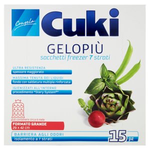 Cuki Congela Gelopiù Sacchetti Freezer 7 Strati Formato Grande 29 X 42 Cm 15 Pz