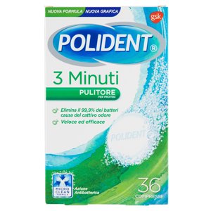 Polident 3 Minuti Pastiglie Veloce Pulitore Protesi Per Corretta Pulizia Dentiera 66 Pz