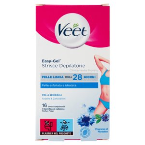 Veet Strisce Depilatorie Ascelle E Bikini Per Pelli Sensibili, 16 Pezzi