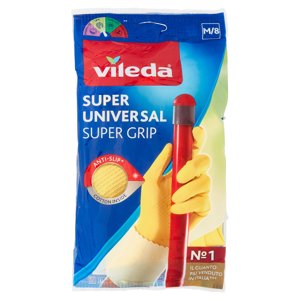 Vileda Guanti Casalinghi Super Universal In Lattice, Super Grip Antiscivolo, Taglia M