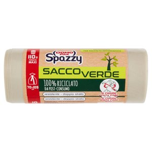 Domopak Spazzy Sacco Verde 100% Riciclato Da Post-consumo Trasparente 110 Lt 70x105 Cm 10 Pz