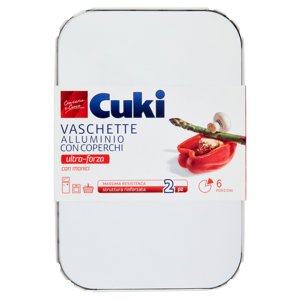 Cuki Conserva E Cuoce Vaschette Alluminio Con Coperchi 6 Porzioni 2 Pz