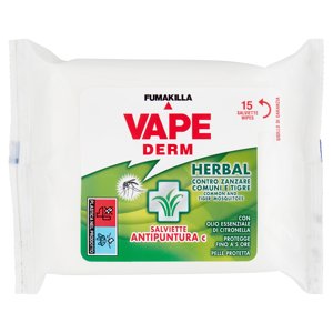 Vape Derm Herbal Salviette Antipuntura C 15 Pz