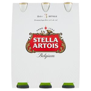 Stella Artois Birra Lager Belga Bottiglia 3x33cl