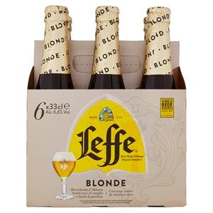 Leffe Blonde Birra Bionda Belga D'abbazia Doppio Malto Bottiglia 6x33cl