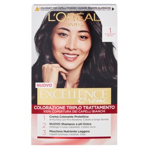 L'oréal Paris Excellence Crema Colorante Triplo Trattamento Avanzato, 1 Nero