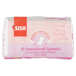 Sisa Assorbenti Igienici Per Incontinenza Leggera Femminile Misura Grande 10 Pz