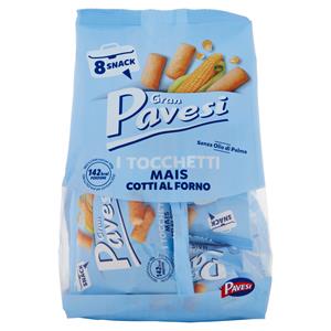 Gran Pavesi Snack Tocchetti, Snack Al Mais Cotti Al Forno, Senza Olio Di Palma, 8 Pacchetti 256g