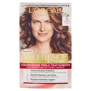 L'oréal Paris Excellence, Crema Colorante Triplo Trattamento Avanzato, 6 Biondo Scuro