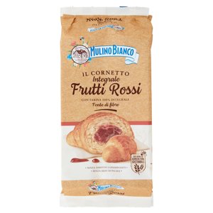 Mulino Bianco Cornetti Integrali Frutti Rossi Merenda Con 100% Farina Integrale 6 Pezzi 300g