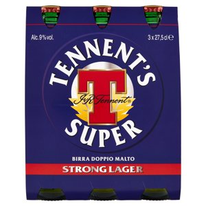 Tennent's Super Birra Strong Lager Doppio Malto Bottiglia 3x27,5cl