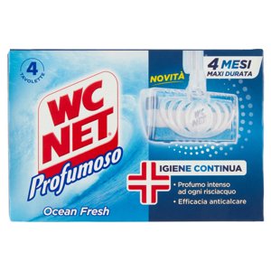 Wc Net - Tavoletta Profumoso 3 Effect, Detergente Igienizzante Solido Wc, Mountain Fresh, 4 Pezzi