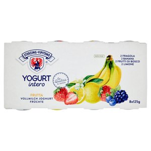 Sterzing Vipiteno Yogurt Intero Frutta 2 Fragola, 2 Banana, 2 Frutti Di Bosco, 2 Limone 8 X 125 G