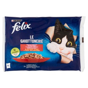 Purina Felix Le Ghiottonerie Cibo Umido per Gatti con Manzo e Pollo 4x85 g