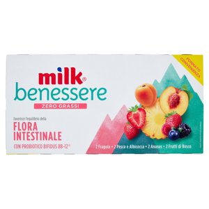 Milk Benessere Zero Grassi 2 Fragola 2 Pesca E Albicocca 2 Frutti Di Bosco 8 X 125 G