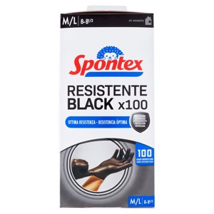 Spontex Guanti Usa&getta Resistente Black X100 Taglia M/g