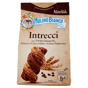 Mulino Bianco Intrecci Biscotti con Farina Integrale, Gocce di Cioccolato e Grano Saraceno 300g