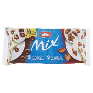 Müller Mix 2 Yogurt Bianco Più Anelli Al Cioccolato+2 Yogurt Bianco Più Fiocchi Al Cioccolato 4x150g
