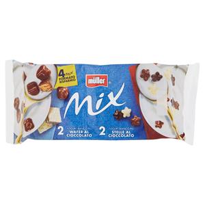 Müller Mix 2 Yogurt Bianco Più Wafer Al Cioccolato+2 Yogurt Bianco Più Stelle Al Cioccolato 4x150g