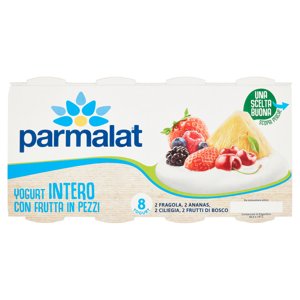 Parmalat Yogurt Intero Con Frutta In Pezzi 2 Fragola, 2 Ananas, 2 Ciliegia, 2 Frutti Di Bosco 8x125g