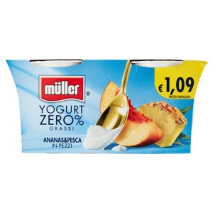 Müller Yogurt Zero% Grassi Ananas&pesca In Pezzi 2 X 125 G