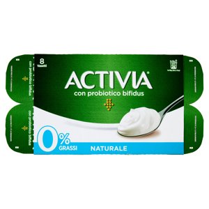 Activia Yogurt Bianco Naturale 0% Grassi Con Probiotico Bifidus, 8x125g