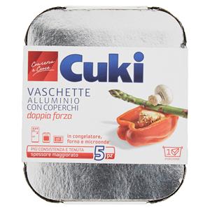 Cuki Conserva E Cuoce Vaschette Alluminio Con Coperchi Doppia Forza 1 Porzione 5 Pz