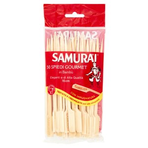 Samurài Spiedi Gourmet In Bambù Con Impugnatura 15 Cm 50 Pz