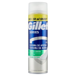 Gillette Series Schiuma Da Barba Pelli Sensibili, 200 + 50ml Gratis