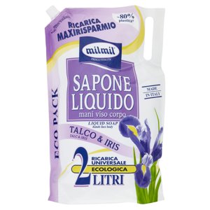 Milmil Sapone Liquido Talco & Iris Ricarica Universale Ecologica 2 Litri