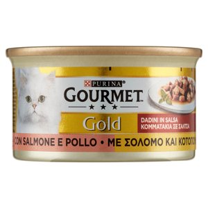 Purina Gourmet Gold Dadini in salsa Cibo Umido per Gatti con Salmone e Pollo 85g