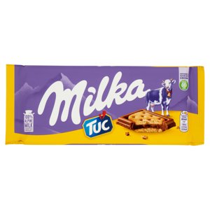 Milka Tuc, tavoletta di cioccolato al latte 100% alpino e cracker TUC - 87g