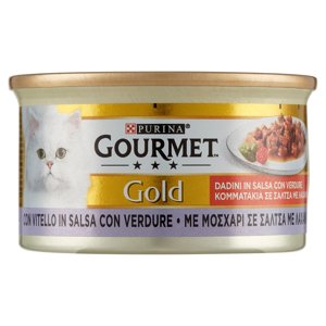Purina Gourmet Gold Dadini Cibo Umido per Gatti con Vitello in salsa con verdure 85g