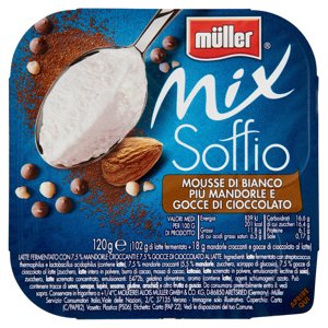 Müller Mix Soffio Mousse Di Bianco Più Mandorle E Gocce Di Cioccolato 120 G