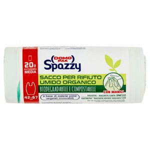 Domopak Spazzy Sacco Per Rifiuto Umido Organico Con Manici 20lt 42x67cm 15 Pz