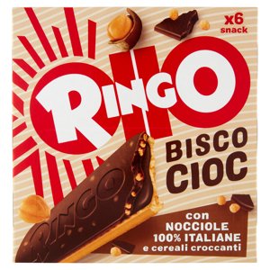 Ringo Snack Bisco Cioc Snack con Nocciole 100% Italiane e Cereali Croccanti 6 porzioni 162g