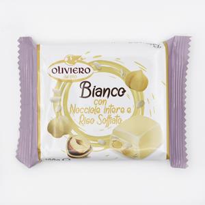 Cioccolato bianco con nocciole e riso soffiato